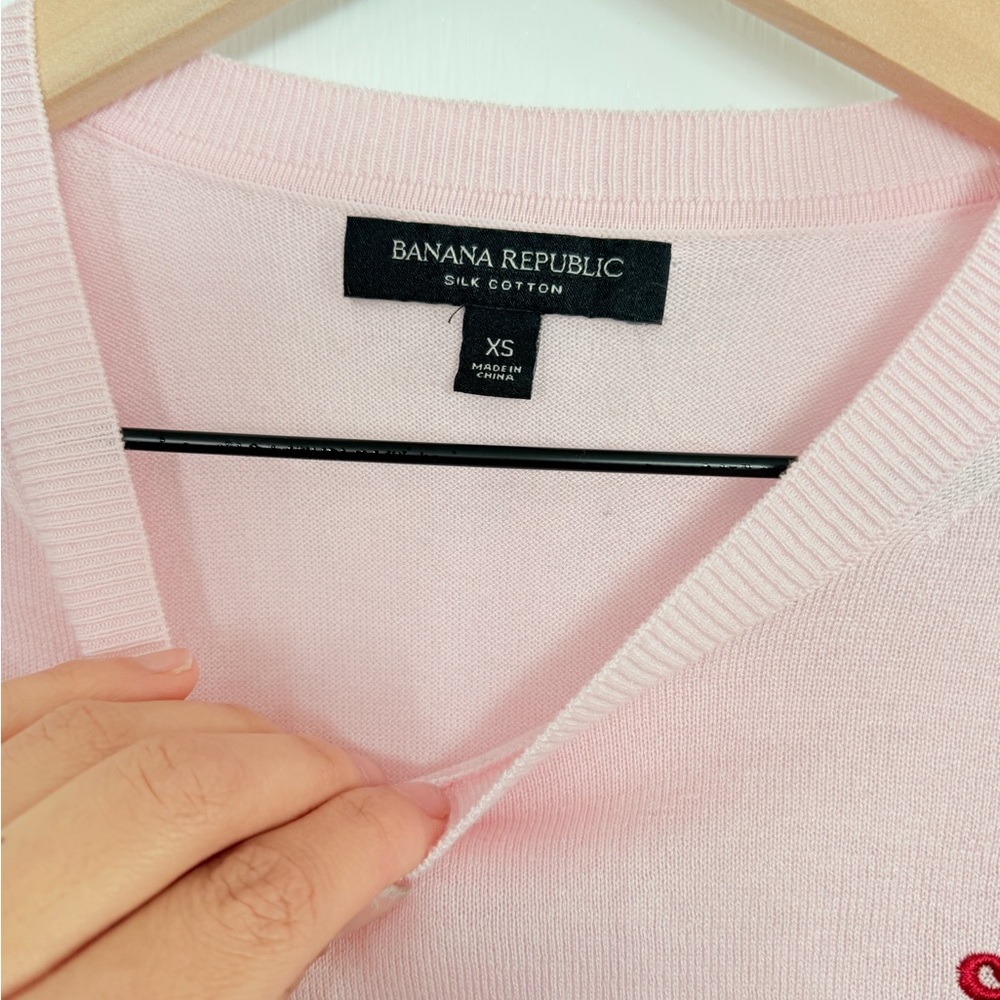 Banana Republic Pink “Ciao Ciao” Silk Blend Sweater XS‎ | Valentine’s Day Knit - Picture 4 of 4